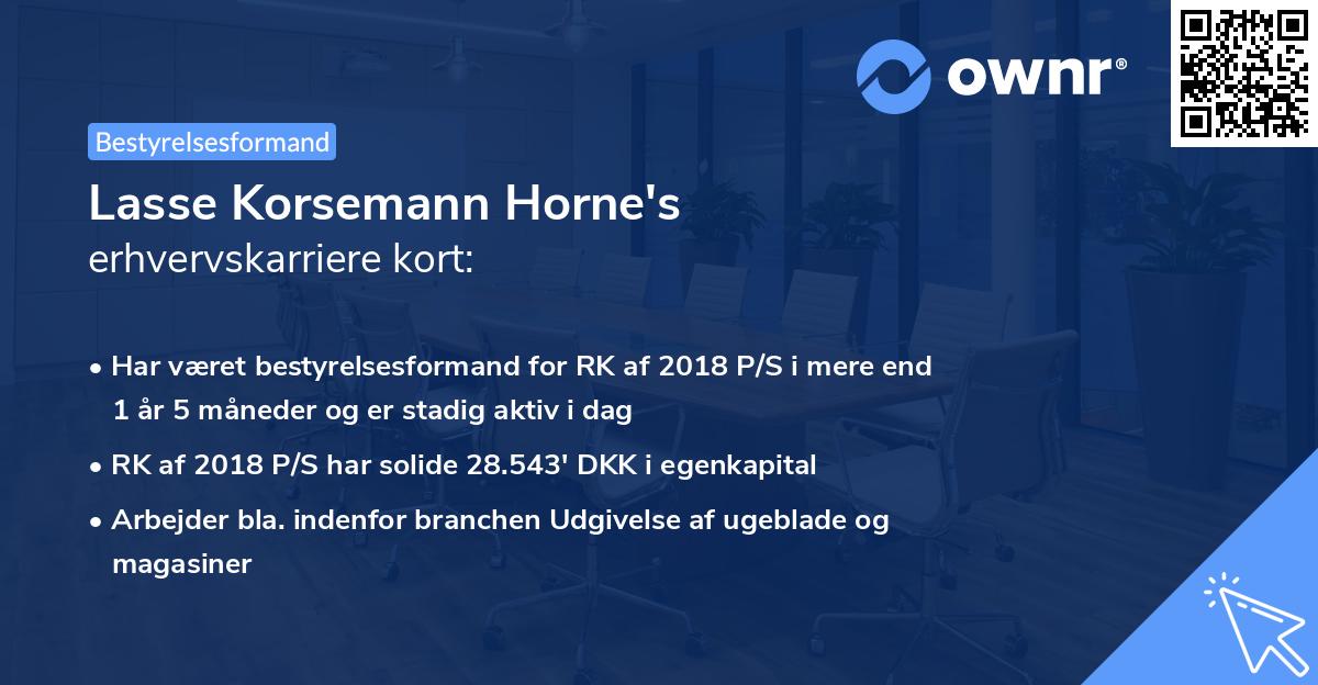 Lasse Korsemann Horne's erhvervskarriere kort
