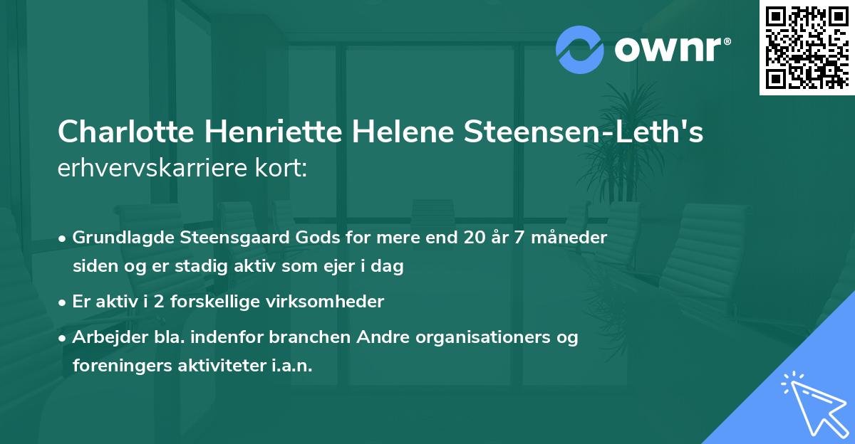 Charlotte Henriette Helene Steensen-Leth's erhvervskarriere kort