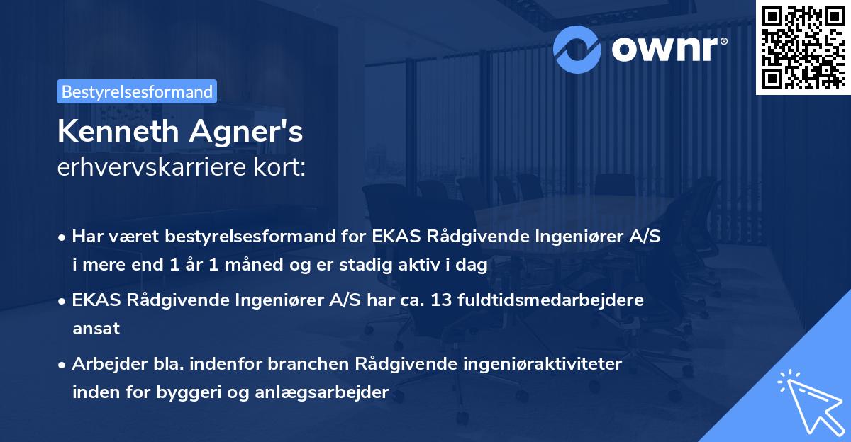 Kenneth Agner's erhvervskarriere kort