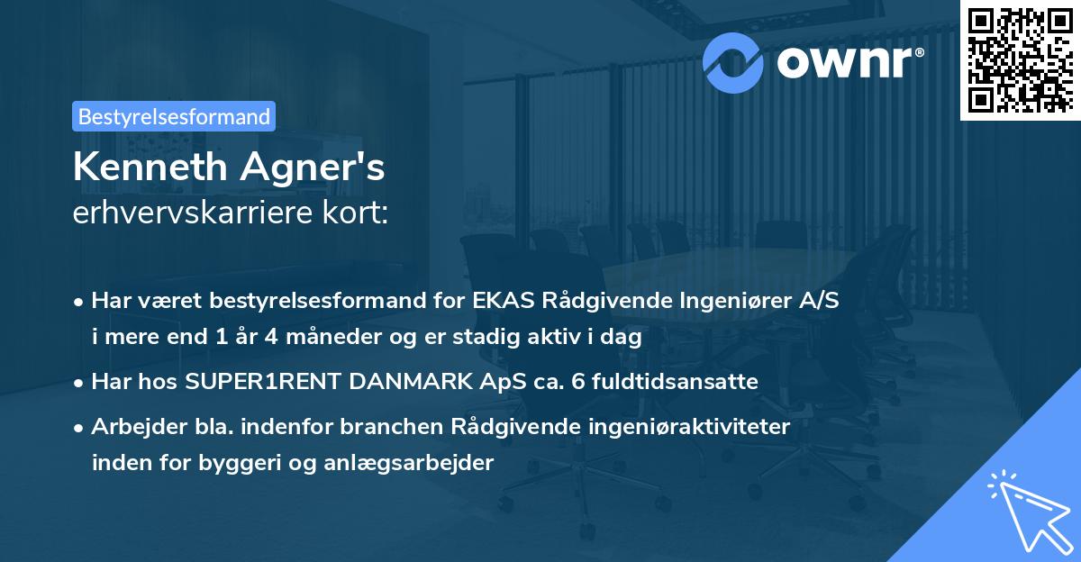 Kenneth Agner's erhvervskarriere kort