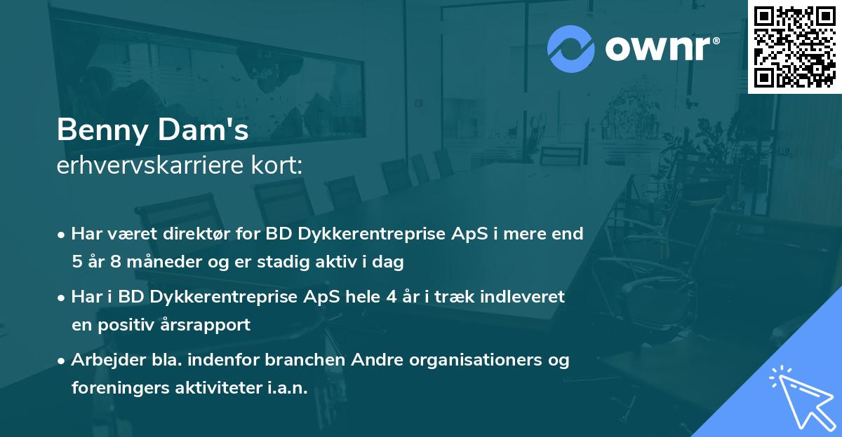 Benny Dam's erhvervskarriere kort