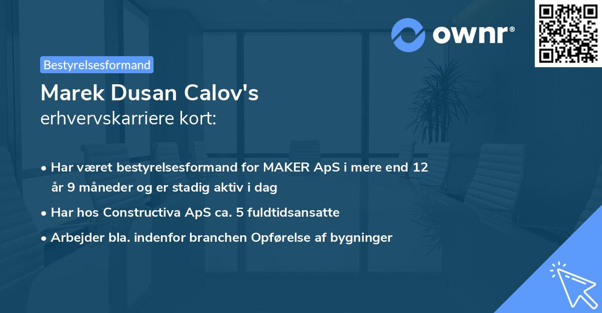 Marek Dusan Calov's erhvervskarriere kort