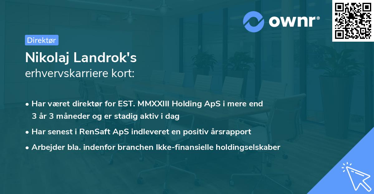 Nikolaj Landrok's erhvervskarriere kort