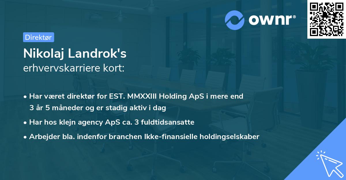 Nikolaj Landrok's erhvervskarriere kort