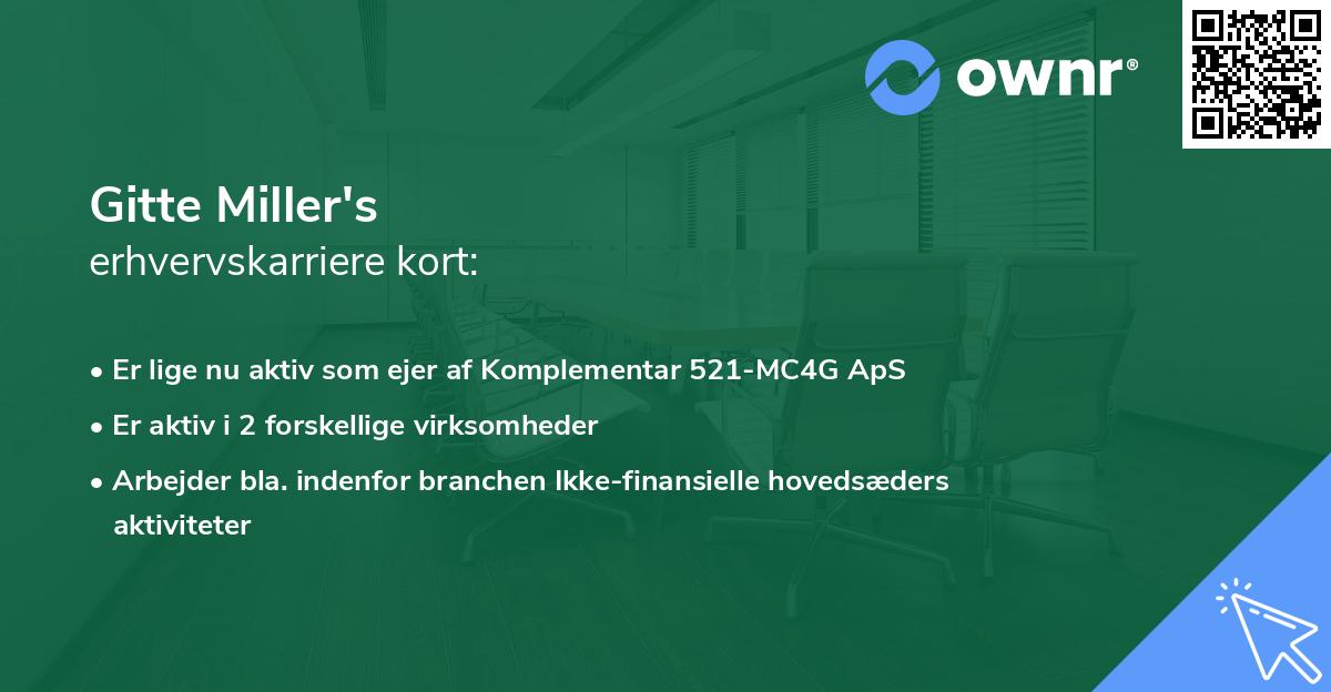 Gitte Miller's erhvervskarriere kort