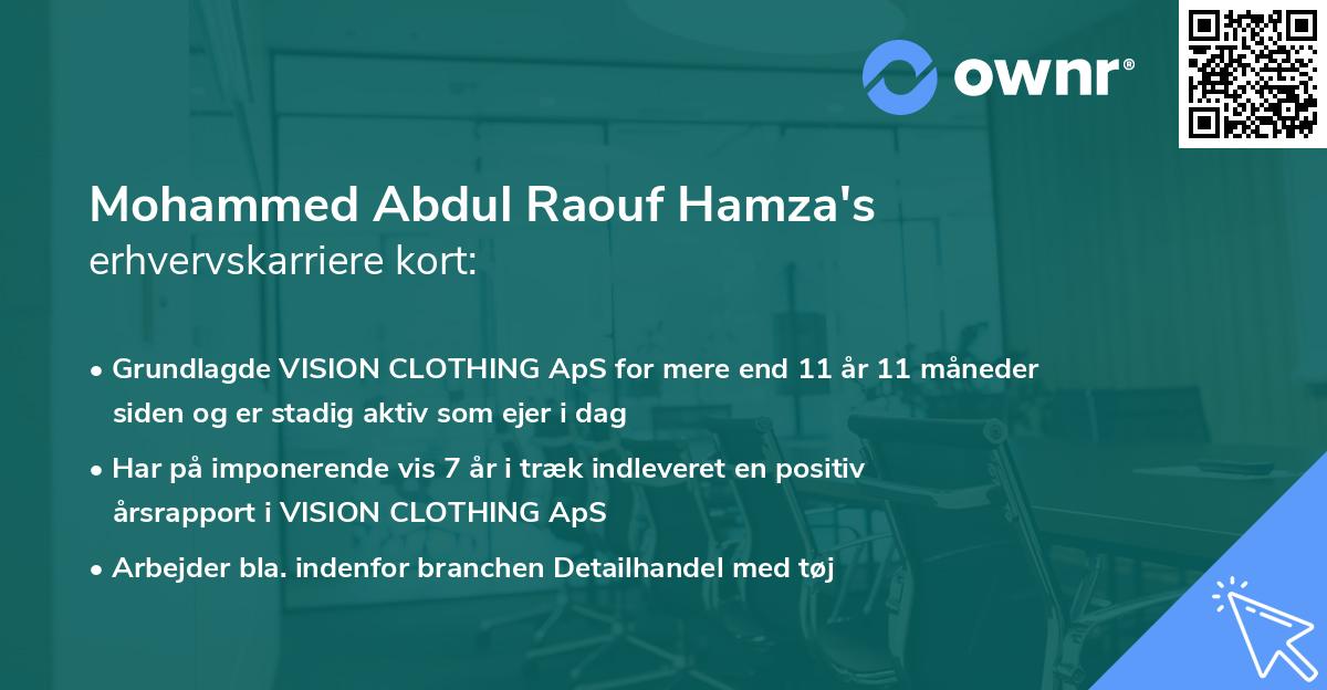 Mohammed Abdul Raouf Hamza's erhvervskarriere kort