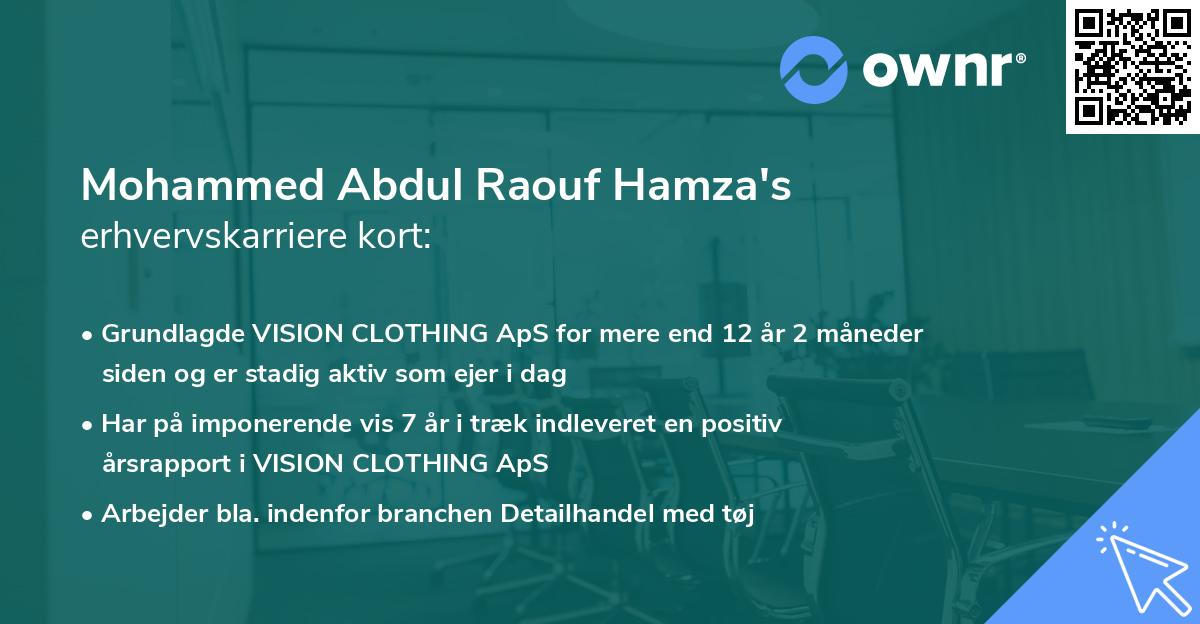 Mohammed Abdul Raouf Hamza's erhvervskarriere kort