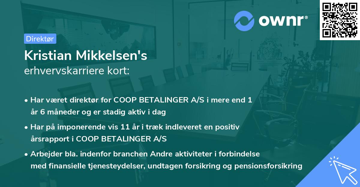 Kristian Mikkelsen's erhvervskarriere kort
