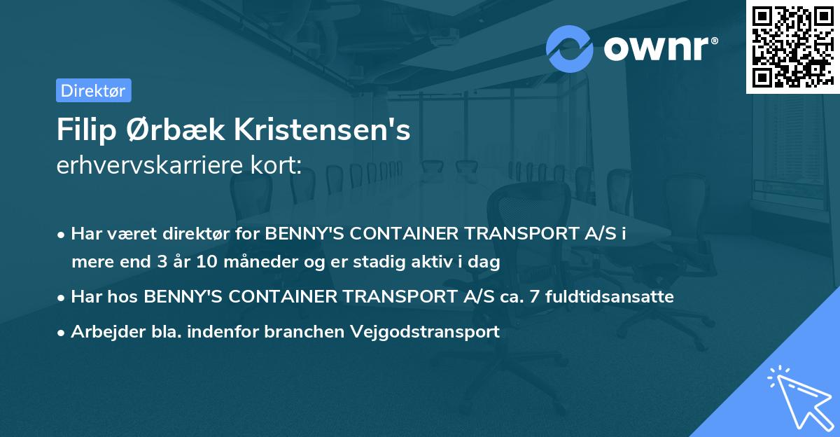 Filip Ørbæk Kristensen's erhvervskarriere kort