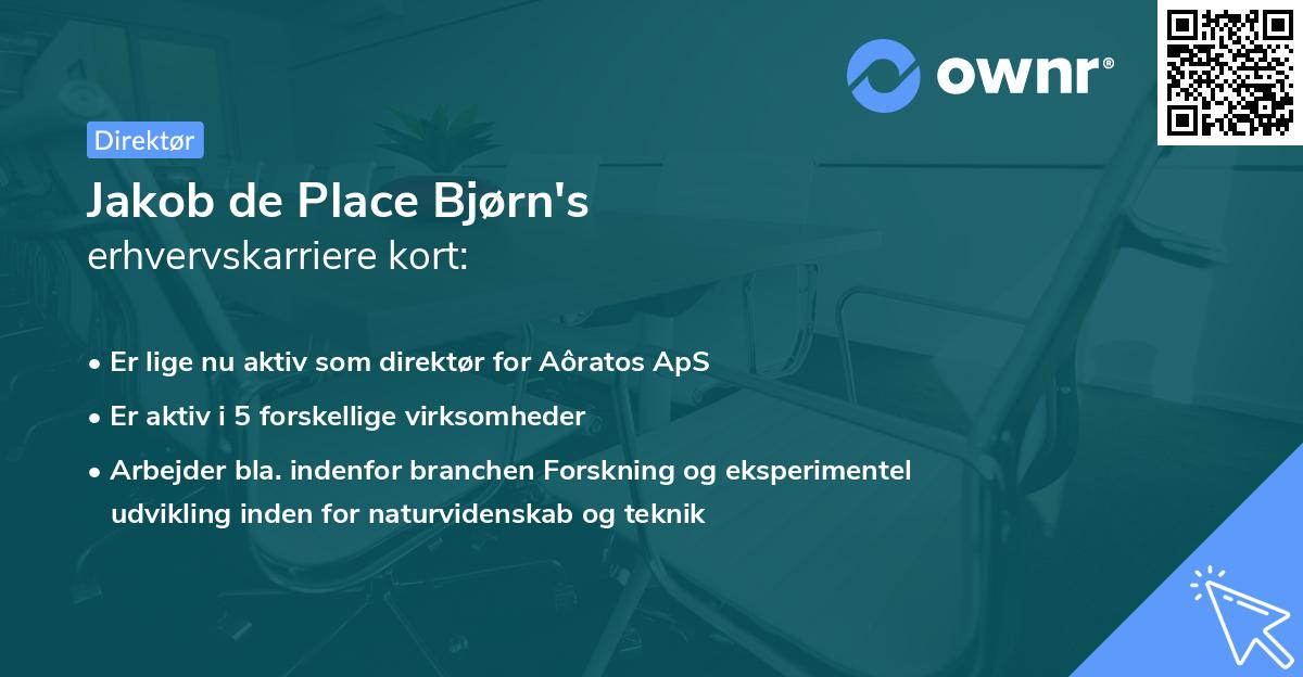 Jakob de Place Bjørn's erhvervskarriere kort