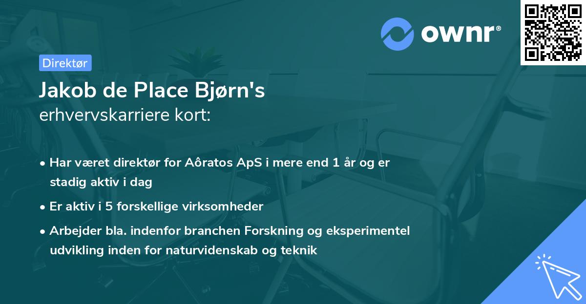 Jakob de Place Bjørn's erhvervskarriere kort