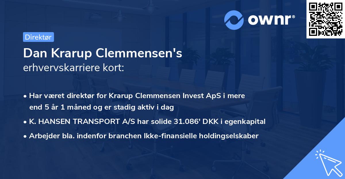 Dan Krarup Clemmensen's erhvervskarriere kort