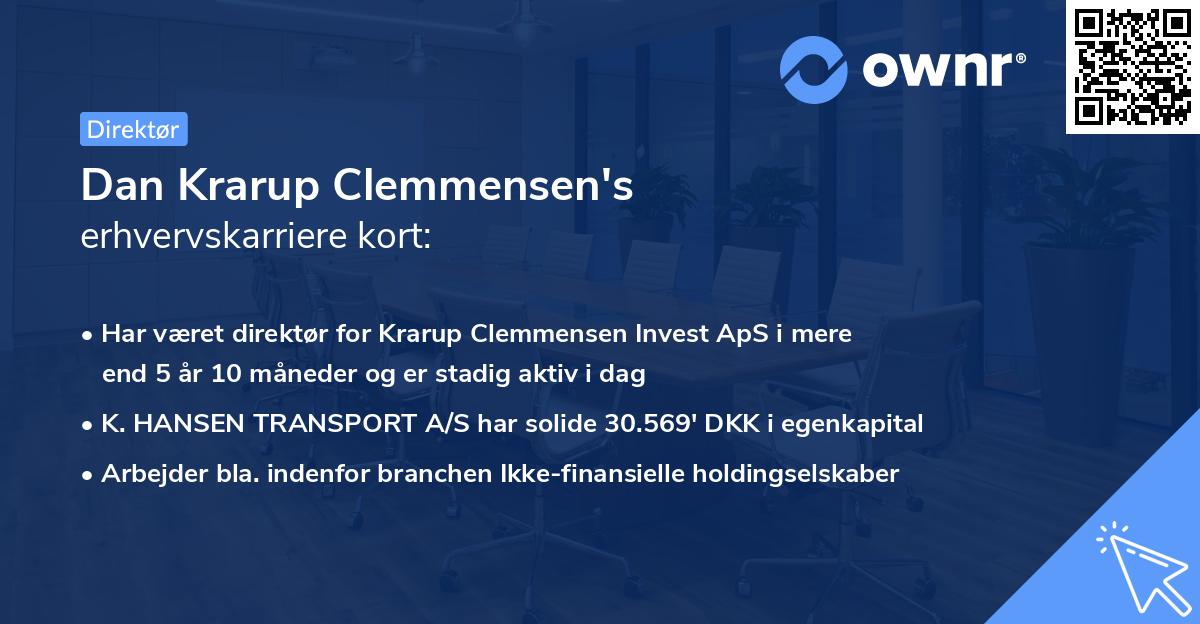 Dan Krarup Clemmensen's erhvervskarriere kort