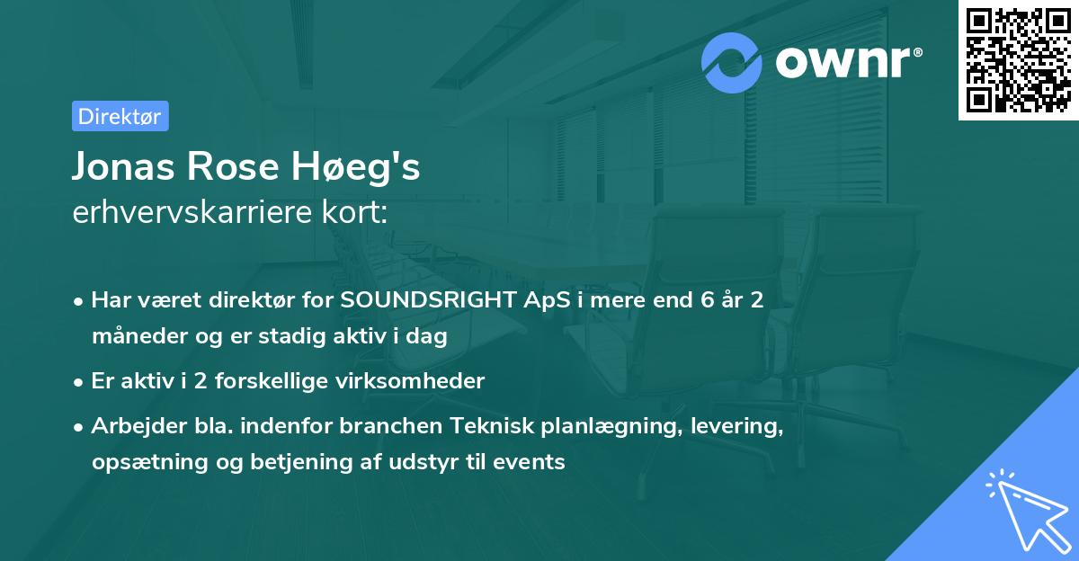 Jonas Rose Høeg's erhvervskarriere kort