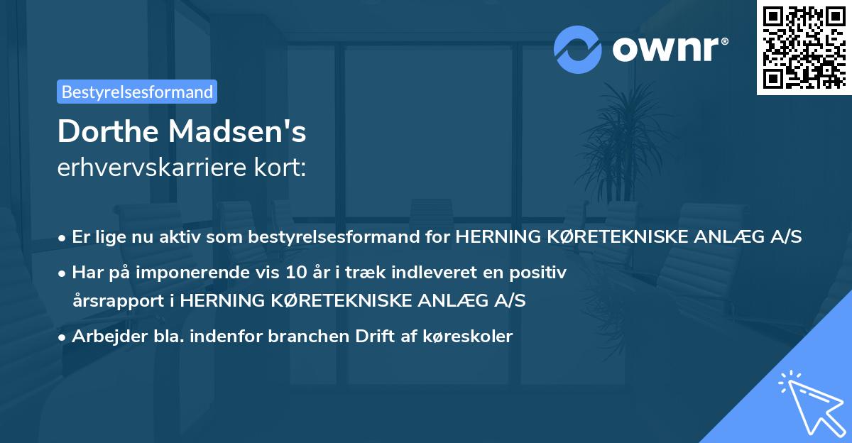 Dorthe Madsen's erhvervskarriere kort