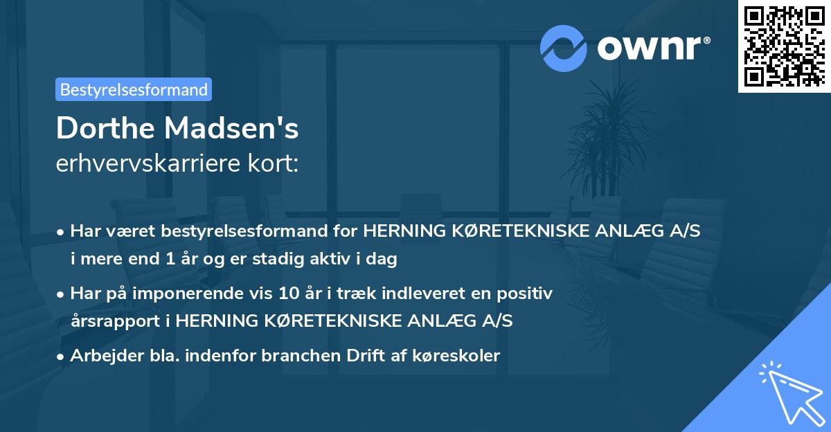 Dorthe Madsen's erhvervskarriere kort