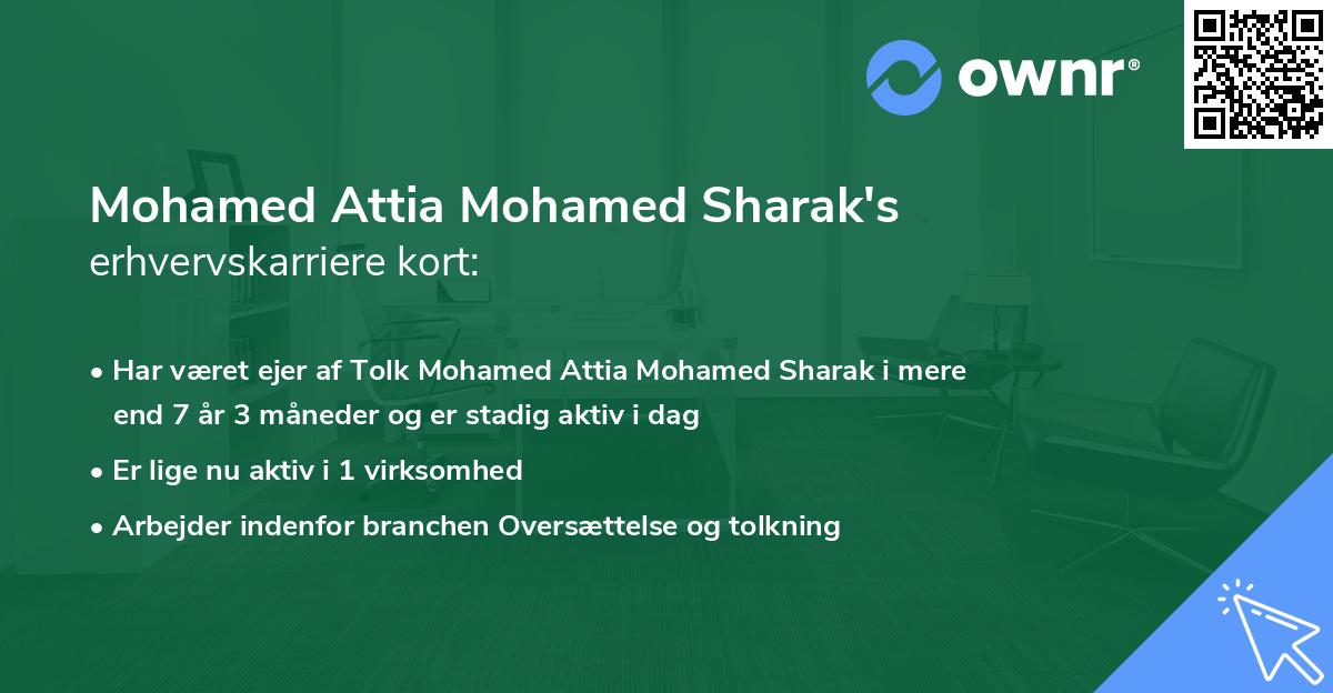 Mohamed Attia Mohamed Sharak's erhvervskarriere kort