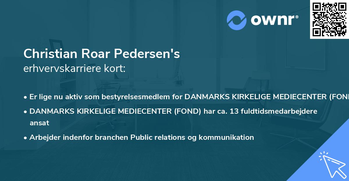 Christian Roar Pedersen's erhvervskarriere kort