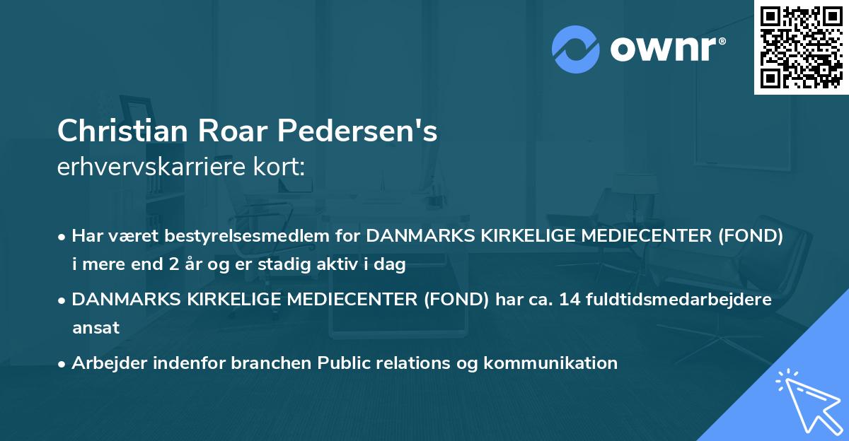 Christian Roar Pedersen's erhvervskarriere kort