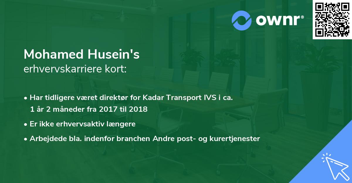 Mohamed Husein's erhvervskarriere kort