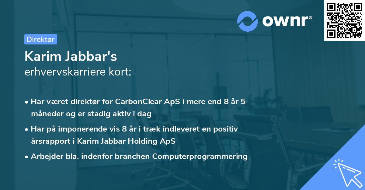 Karim Jabbar's erhvervskarriere kort