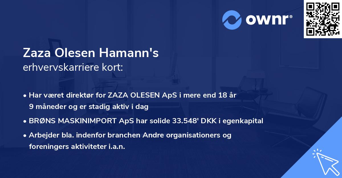 Zaza Olesen Hamann's erhvervskarriere kort