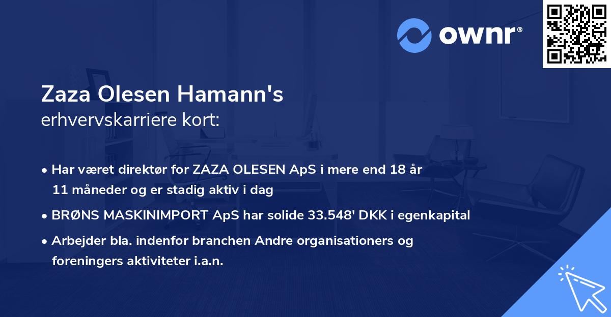 Zaza Olesen Hamann's erhvervskarriere kort
