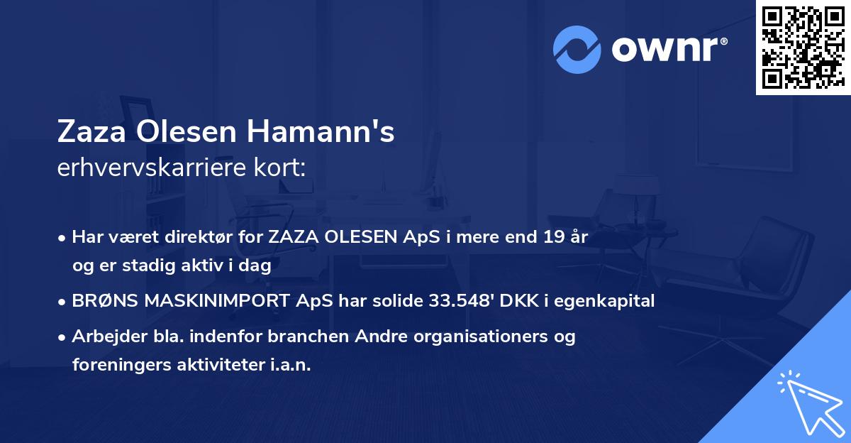 Zaza Olesen Hamann's erhvervskarriere kort