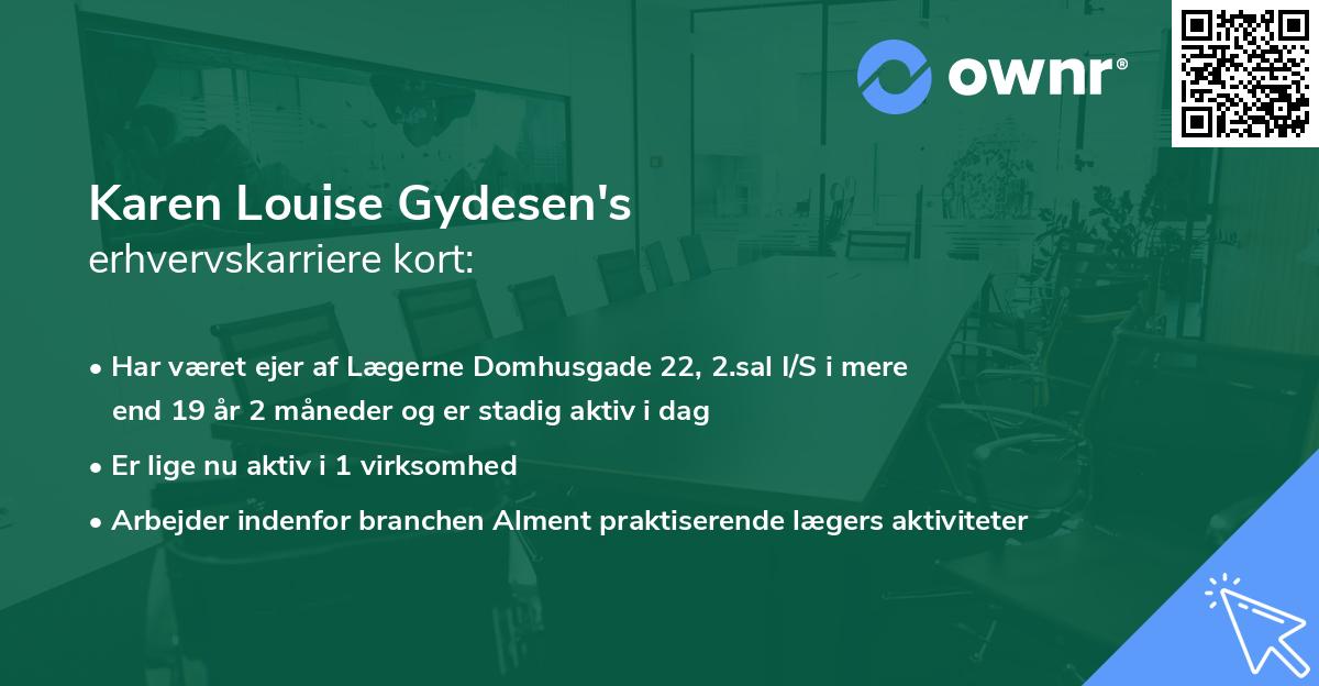 Karen Louise Gydesen's erhvervskarriere kort