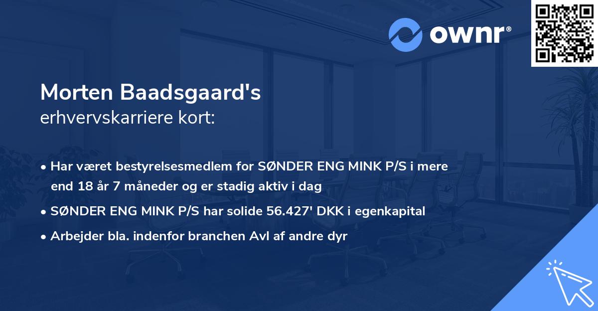 Morten Baadsgaard's erhvervskarriere kort