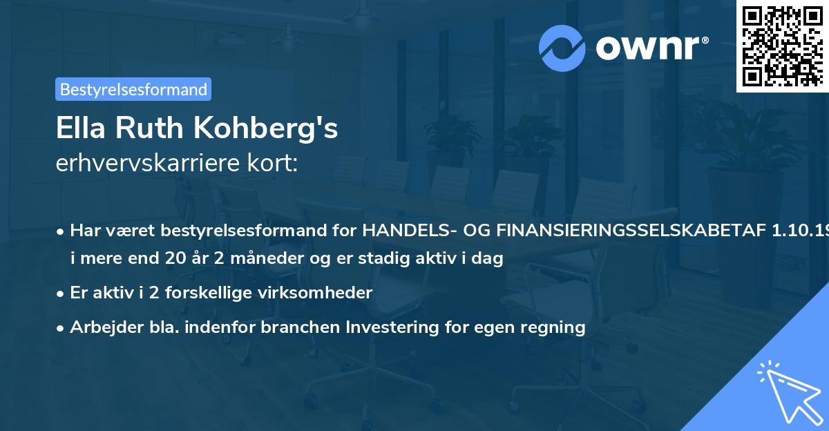 Ella Ruth Kohberg's erhvervskarriere kort