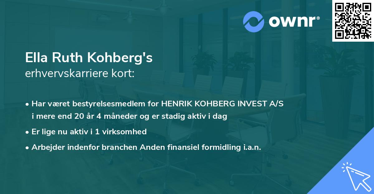 Ella Ruth Kohberg's erhvervskarriere kort