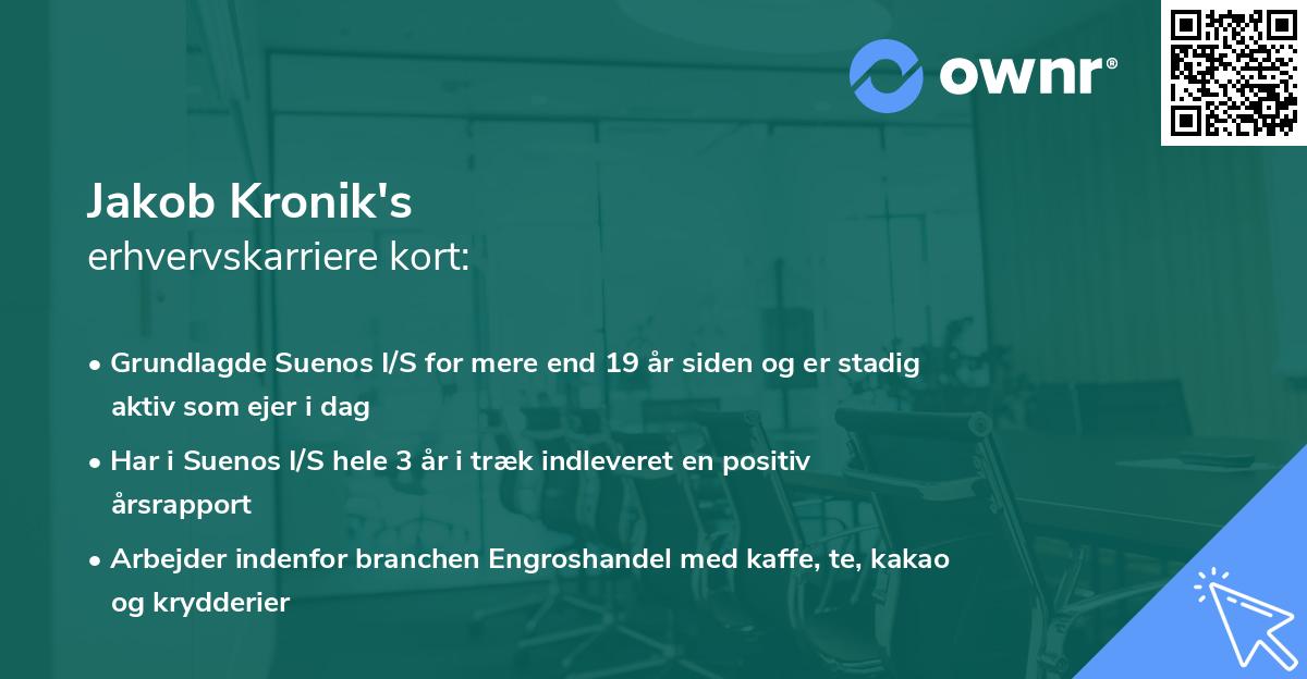 Jakob Kronik's erhvervskarriere kort