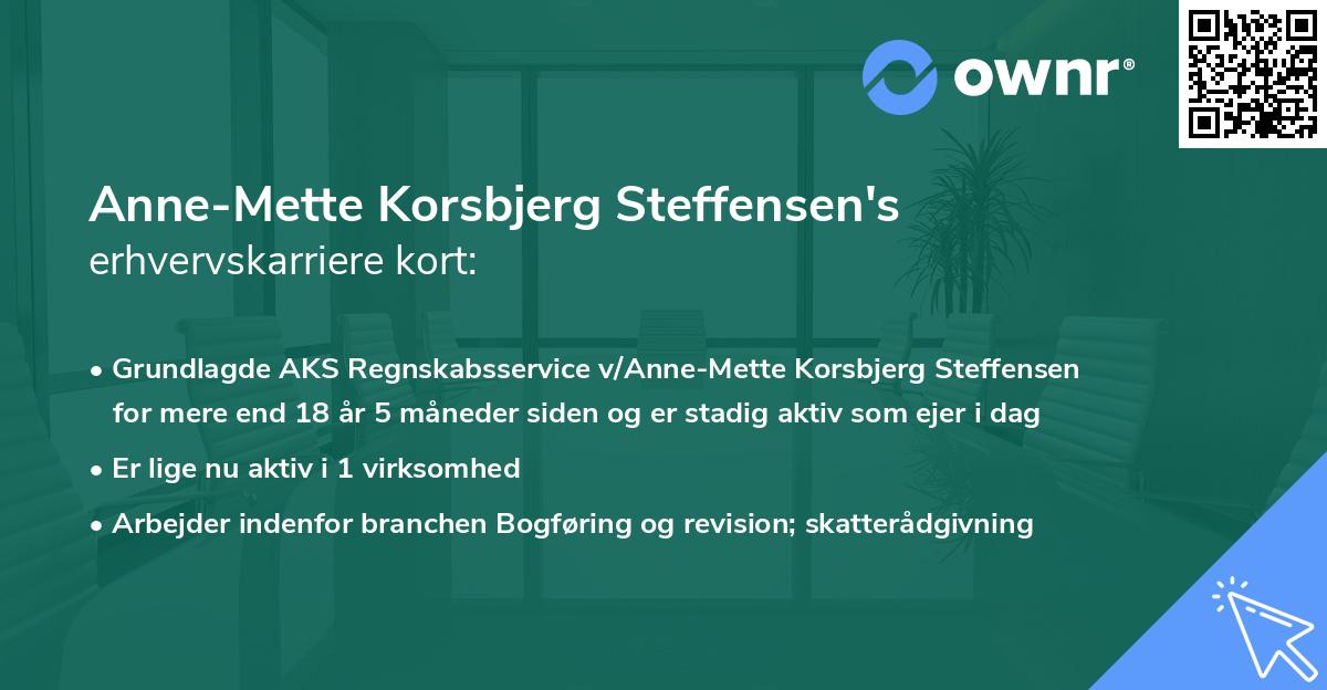 Anne-Mette Korsbjerg Steffensen's erhvervskarriere kort