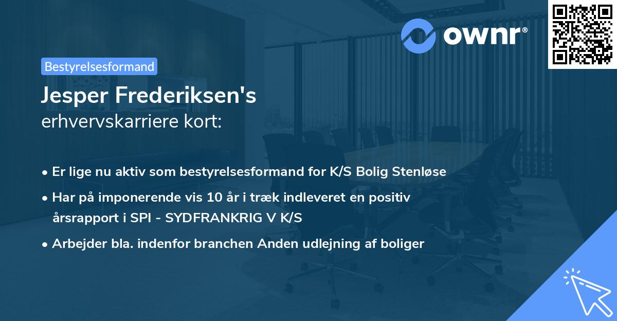 Jesper Frederiksen's erhvervskarriere kort