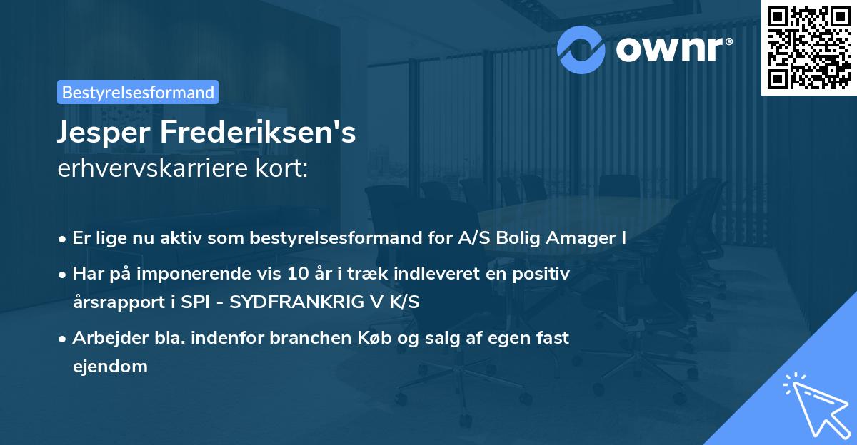 Jesper Frederiksen's erhvervskarriere kort