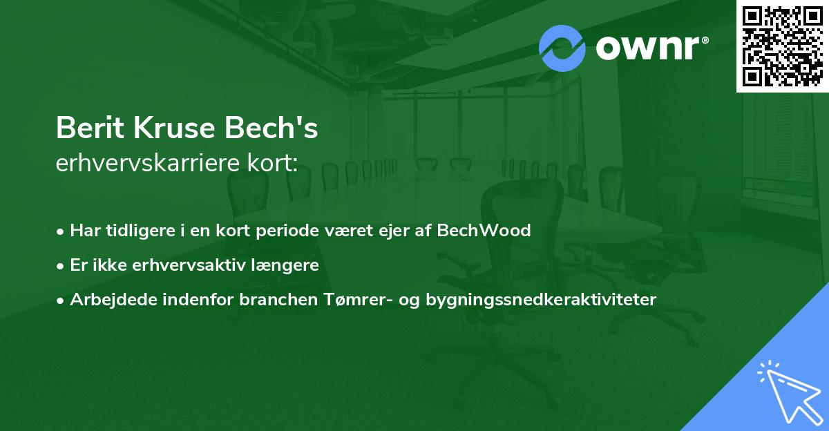 Berit Kruse Bech's erhvervskarriere kort
