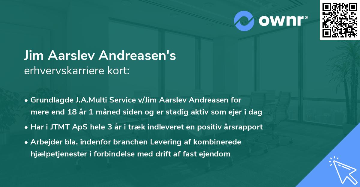 Jim Aarslev Andreasen's erhvervskarriere kort