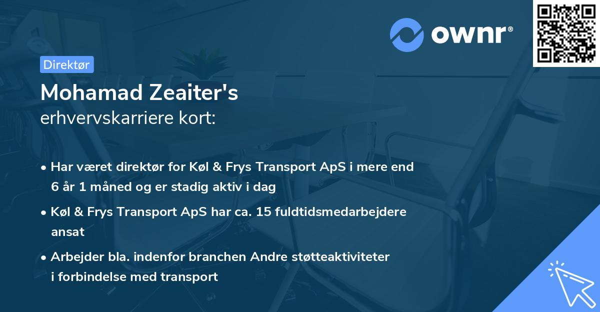 Mohamad Zeaiter's erhvervskarriere kort
