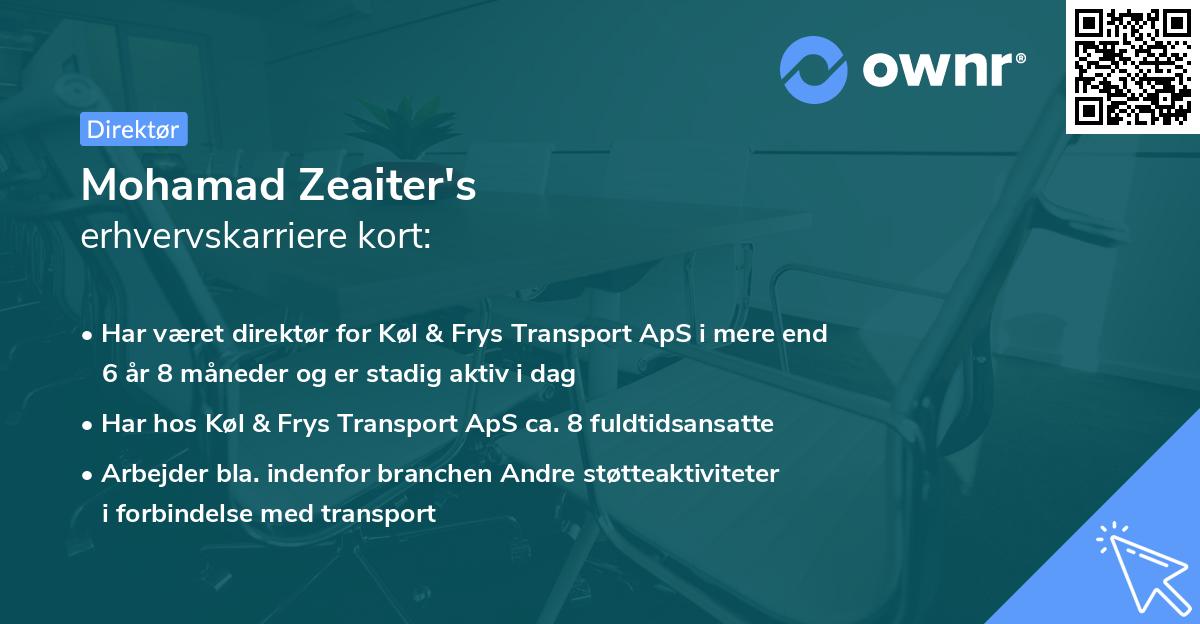 Mohamad Zeaiter's erhvervskarriere kort