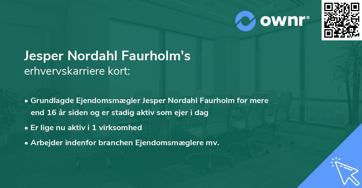 Jesper Nordahl Faurholm's erhvervskarriere kort