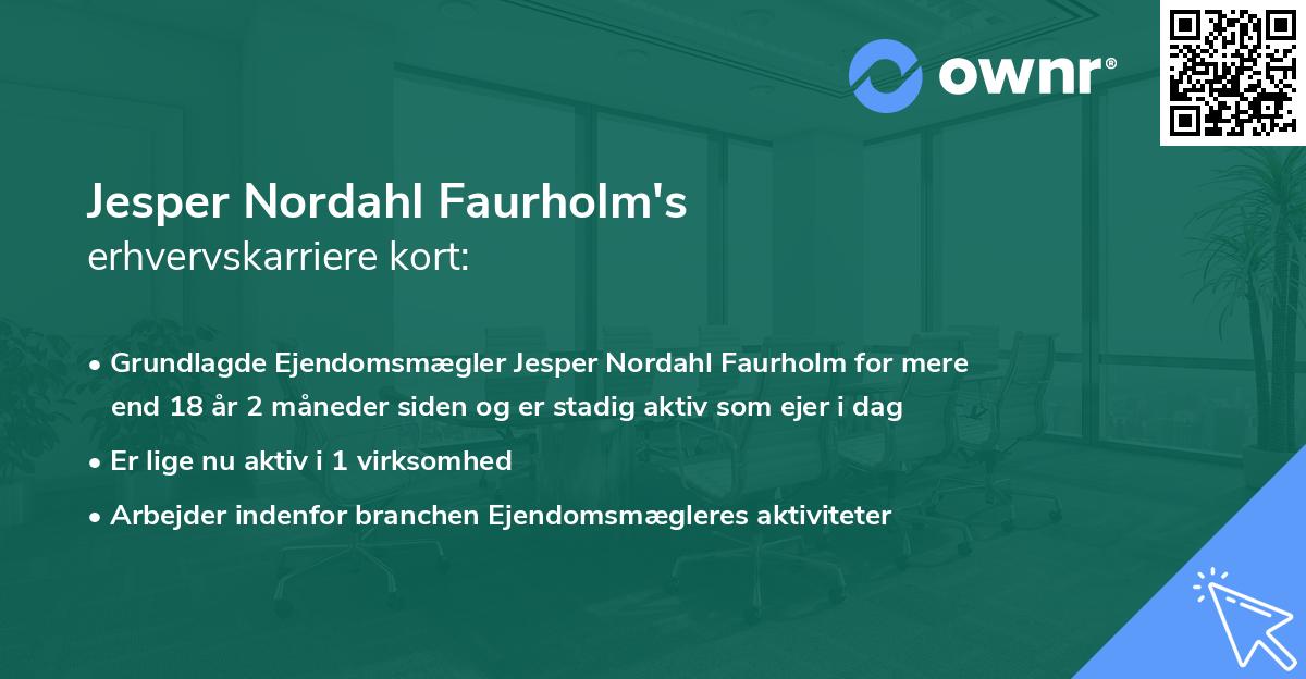 Jesper Nordahl Faurholm's erhvervskarriere kort