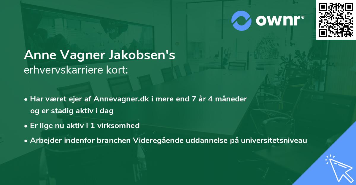 Anne Vagner Jakobsen's erhvervskarriere kort