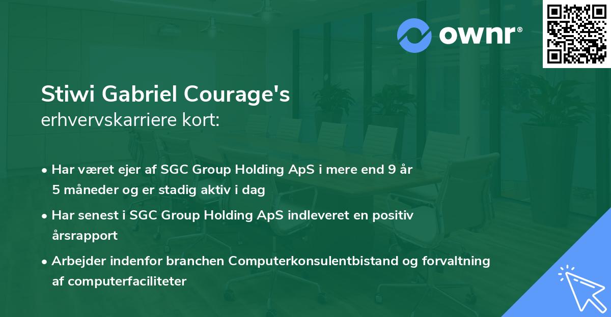 Stiwi Gabriel Courage's erhvervskarriere kort