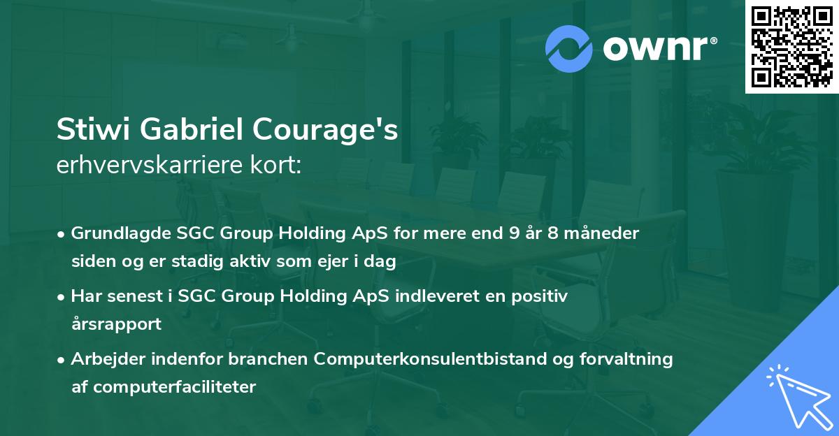 Stiwi Gabriel Courage's erhvervskarriere kort