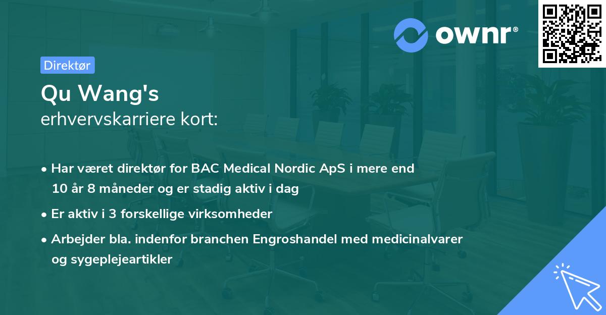 Qu Wang's erhvervskarriere kort