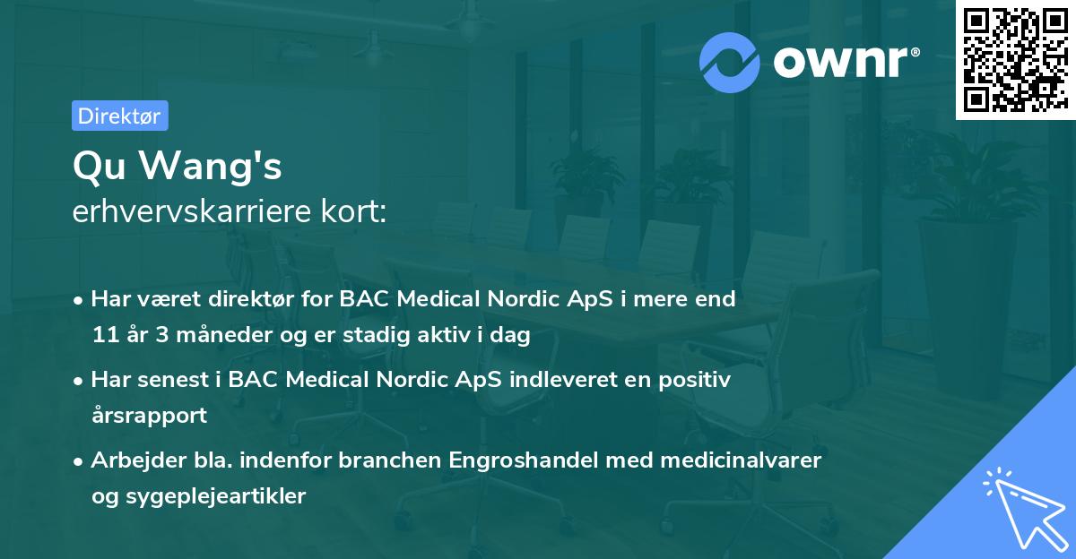 Qu Wang's erhvervskarriere kort