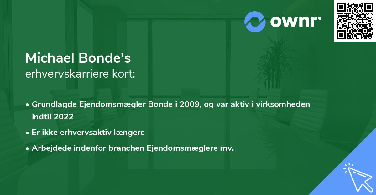 Michael Bonde's erhvervskarriere kort