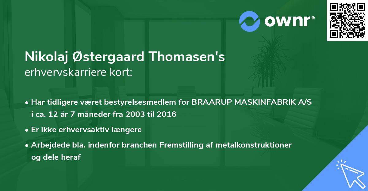 Nikolaj Østergaard Thomasen's erhvervskarriere kort