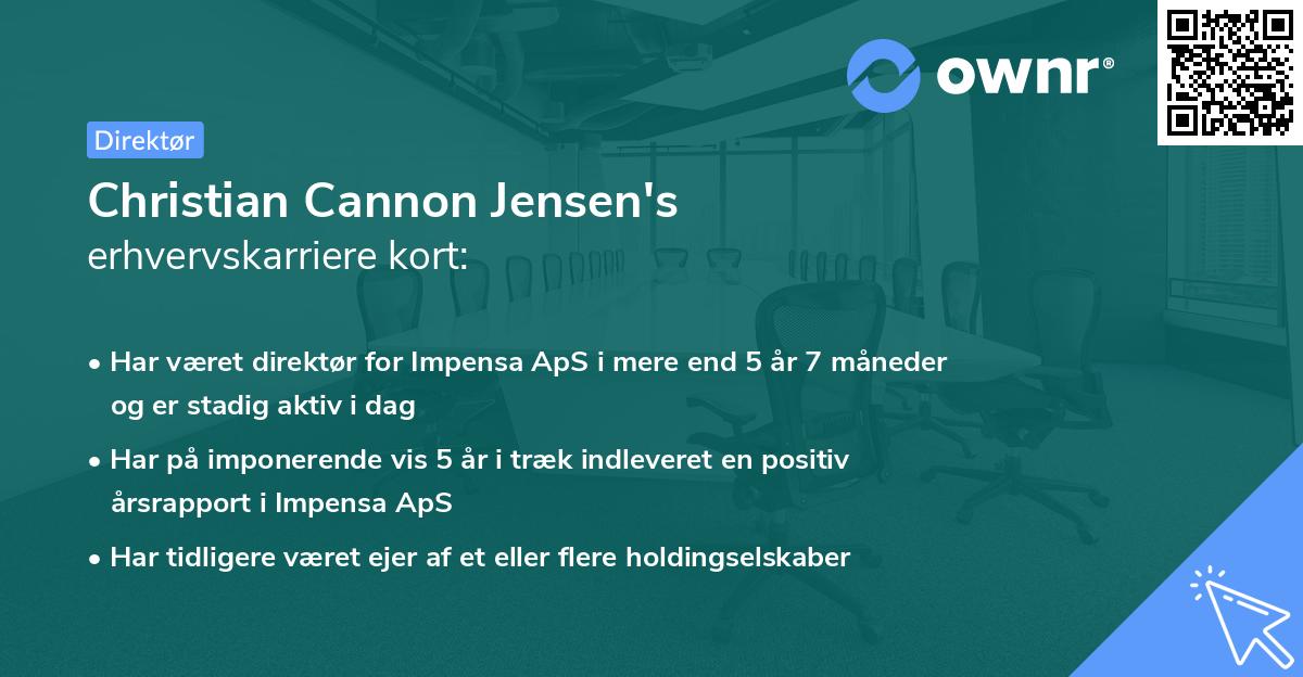 Christian Cannon Jensen's erhvervskarriere kort